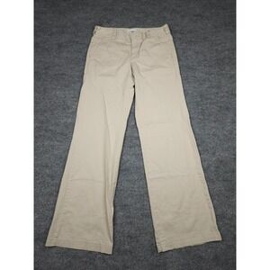 Vince Pants Womens 6 Beige Flare Cotton Stretch Buckle Back Chino Made USA